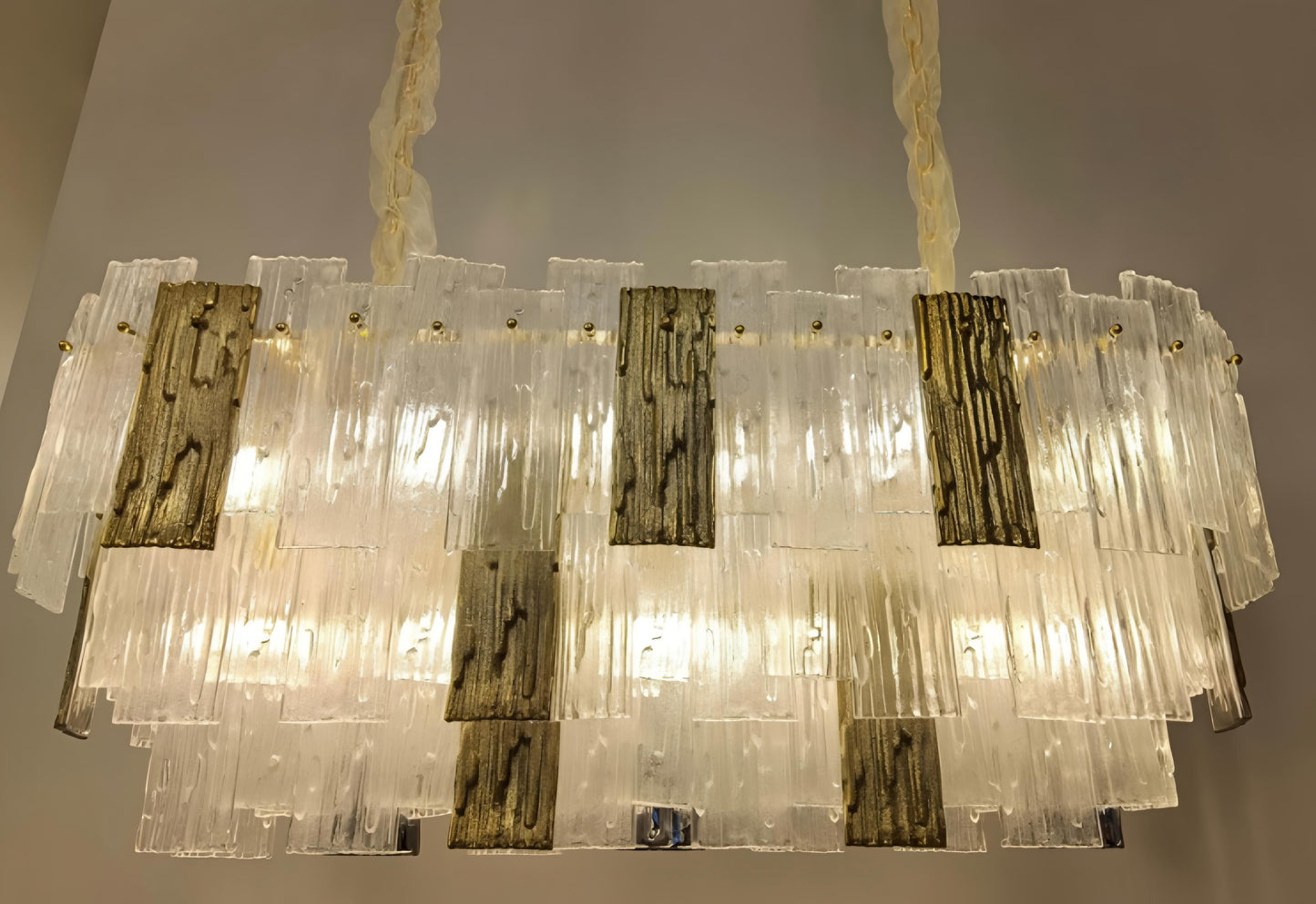 Frozen Gold rectangular Chandelier