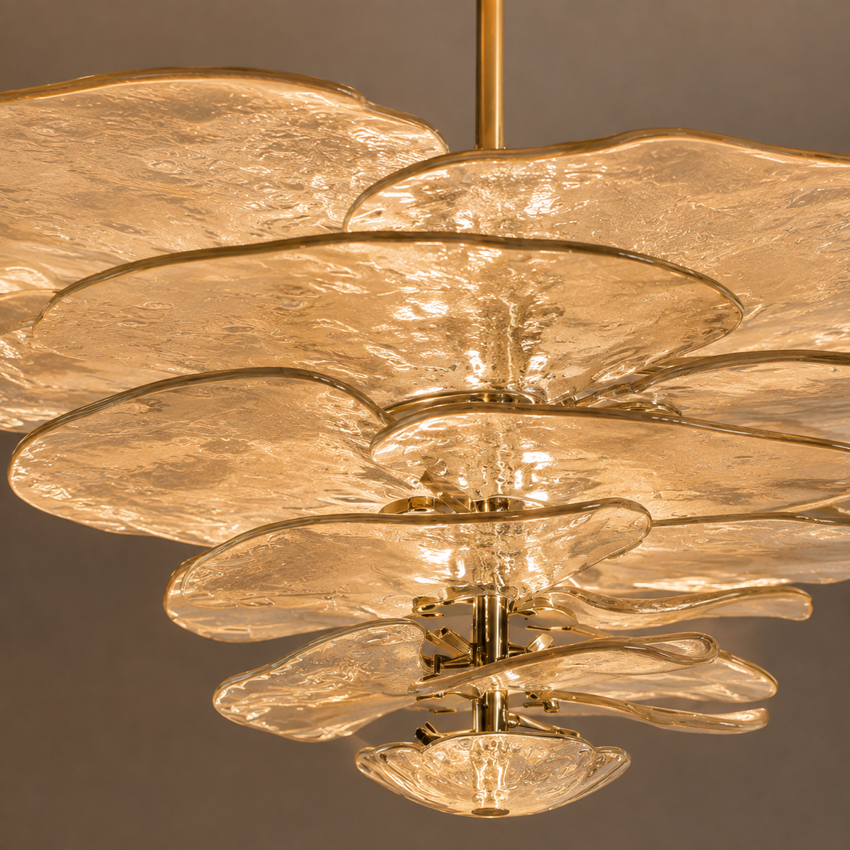 LOTUS - Amber tinted glass chandelier