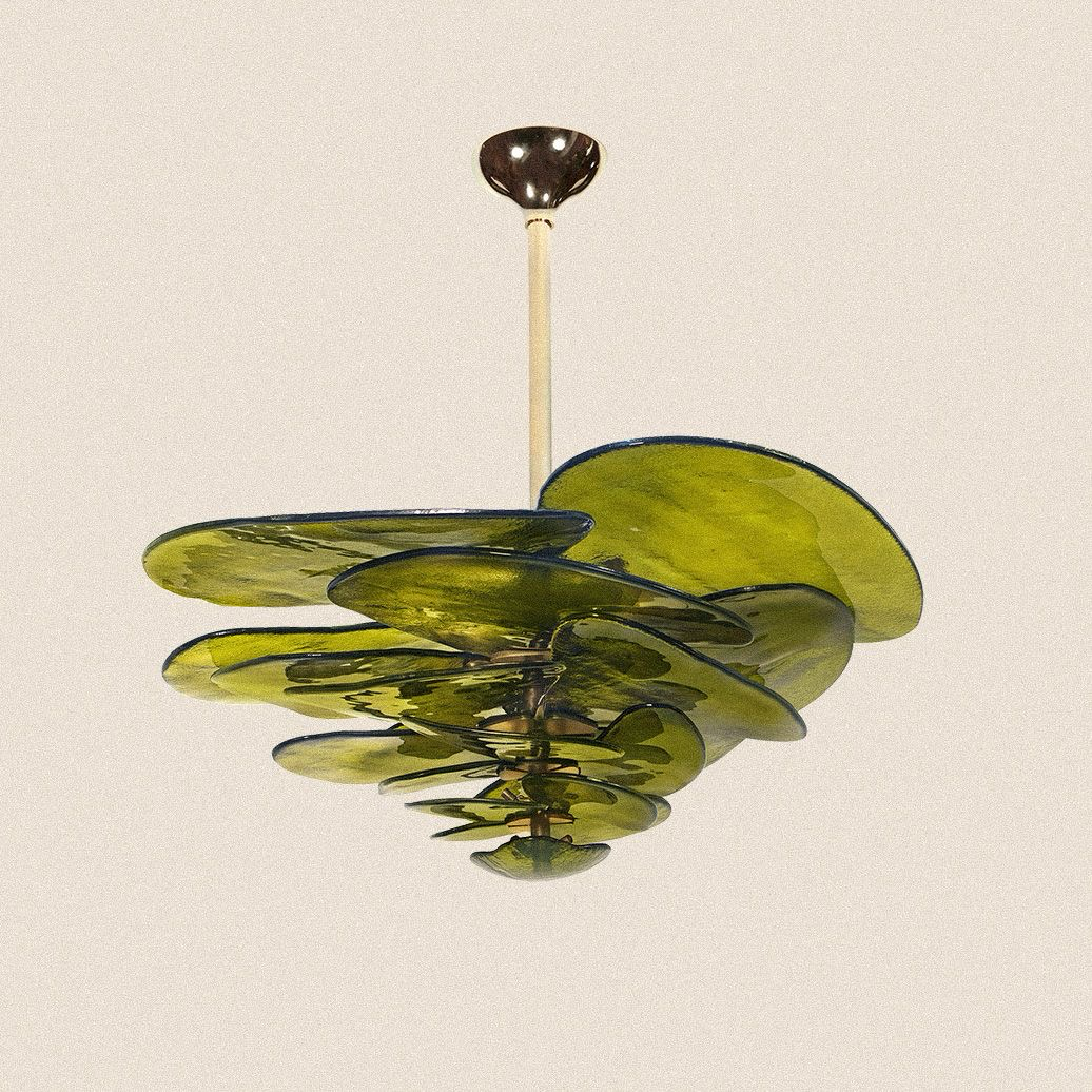 LOTUS - Green tinted glass Chandelier