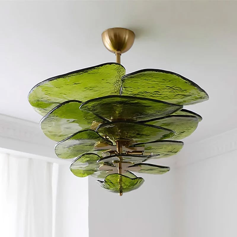 LOTUS - Green tinted glass Chandelier